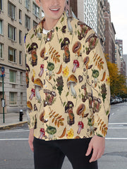 Men's Mushroom Print Casual Long Sleeve Shirt