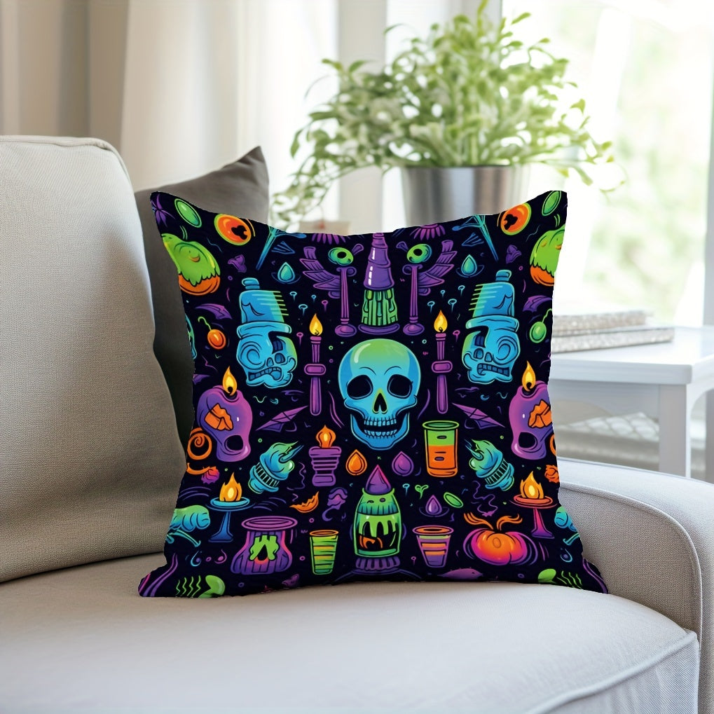 Neon Pattern Skull Pillowcase for Sofas & Chairs
