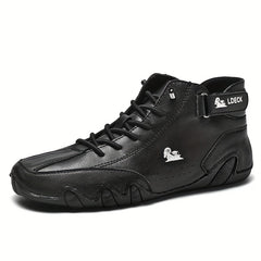 Women's Retro Ankle Boots Lace Up Mid Top Sneakers Waterproof Flat Boots