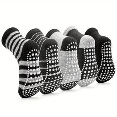 5 Pairs Baby Girls Non Slip Cotton Heart Print Crew Socks