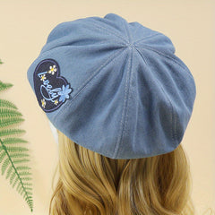Vintage Denim Beret Hat Women Solid Beanie Casual Painter Cap Octagonal Hat