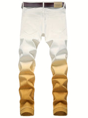 Men's Gradient Straight Denim Jeans with Pockets