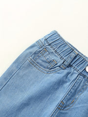 Girls Letter Print Skinny Jeans Stretchy Slim Fit Denim Pants