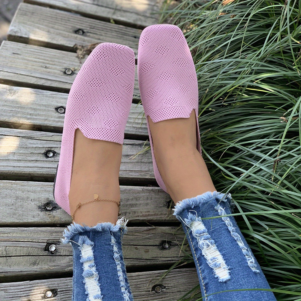 Women's Braided Loafers Slip On Flat Shoes Casual Breathable Shoes