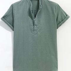 Vertical Stripe Print Casual Short Sleeve Shirt for Summer Vacation