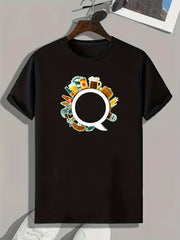 Drinks Circle Print Men's Graphic T shirt Casual Comfy Tees