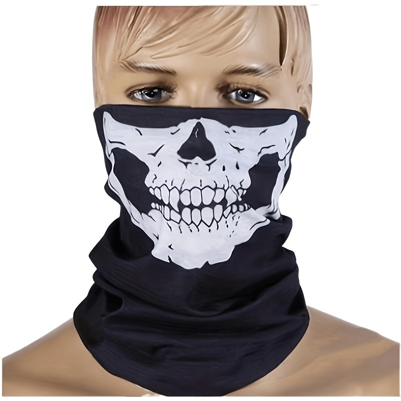 Skull Head Print Headscarf Hip Hop Mask Breathable Neck Gaiter Gothic Bandana