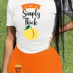 Graphic Letter Print Tee & Biker Shorts Set