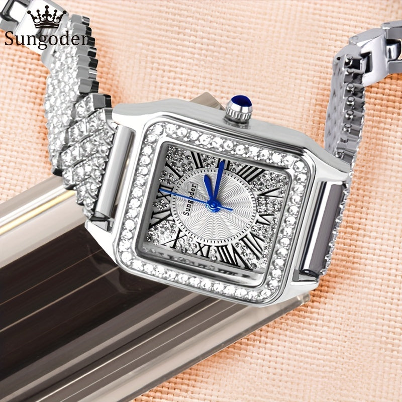 SUNGODER Rhinestone Quartz Analog Wristwatch
