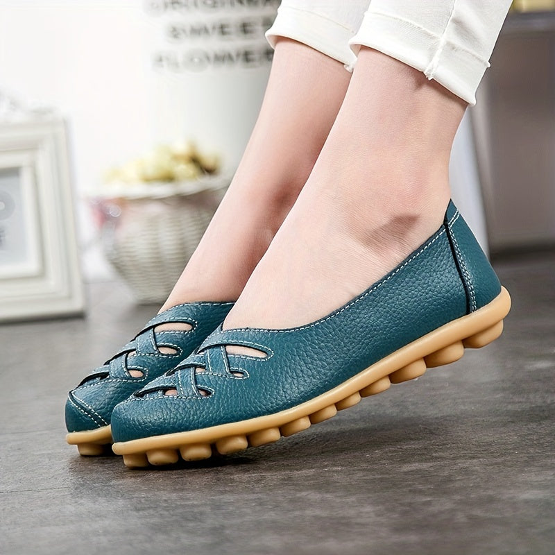 Women's Cross Strap Flat Loafers Soft Sole Slip On Walking Shoes