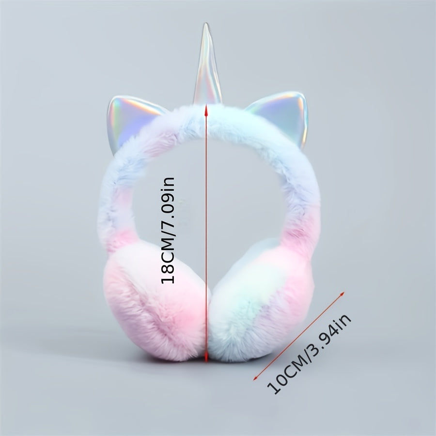 Winter Unicorn Earmuffs Sequins Ear Warmers Lightweight Fitted Fantasy Themed Kn