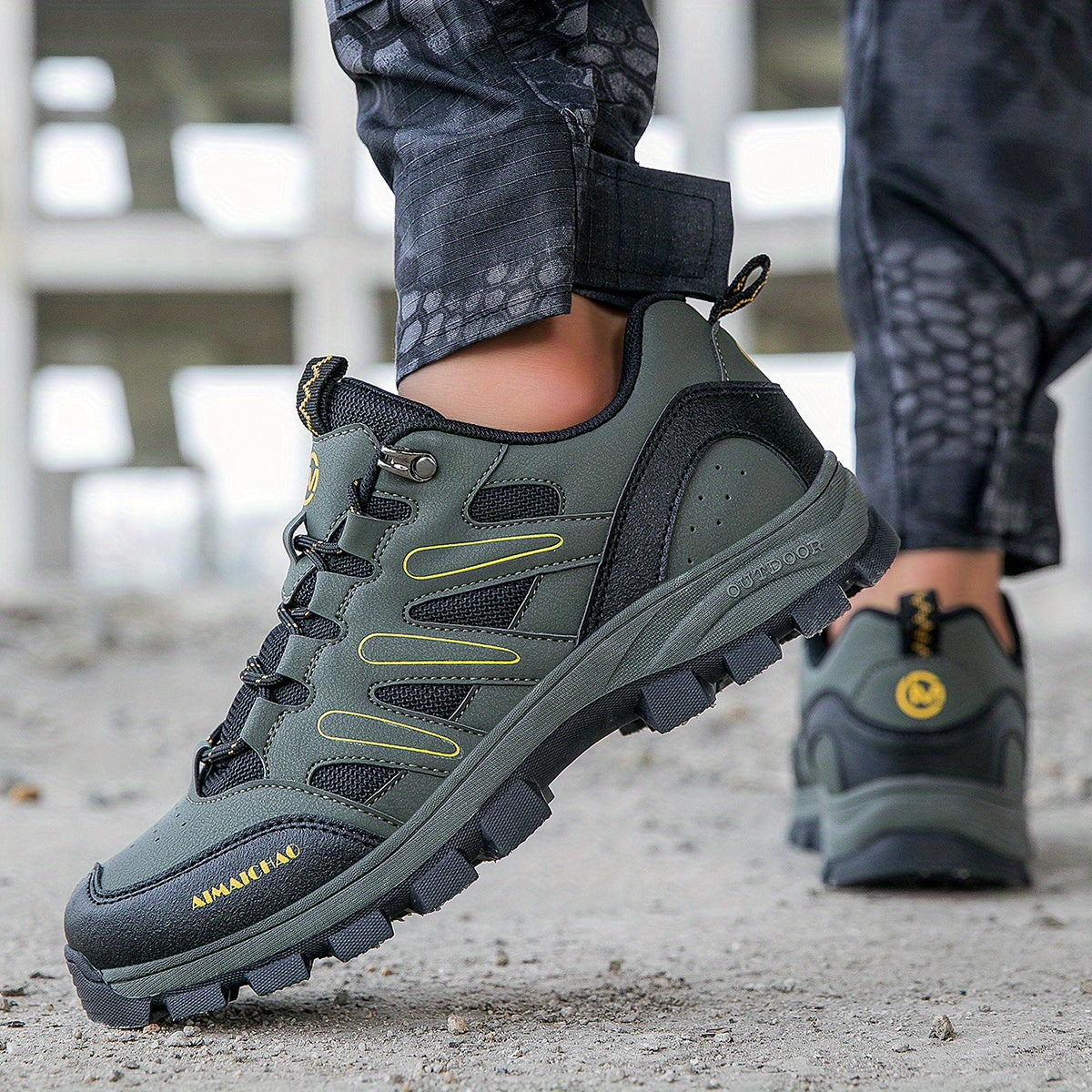 Men's Lace Up PU Leather Hiking Shoes Breathable Anti skid
