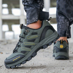 Men's Lace Up PU Leather Hiking Shoes Breathable Anti skid