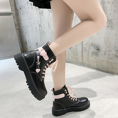 Platform Ankle Combat Boots & Lace Up Round Toe Y2K Style Shoes