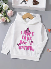 Girls' Butterfly Graphic Hooded Sweatshirt Long Sleeve Casual Comfort Fit