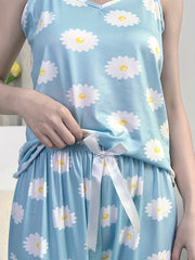 Floral Print Pajama Set V Neck Cami Top & Pants