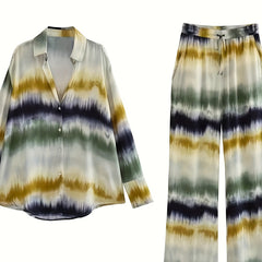 Tie Dye Long Sleeve Shirt & Drawstring Pants Set