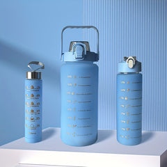 3pcs Portable Motivational Water Bottles with Scale for Outdoor Activities