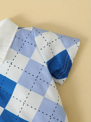 Plaid Polo Shirt & Shorts Set Boy Summer Clothes Kids Clothing