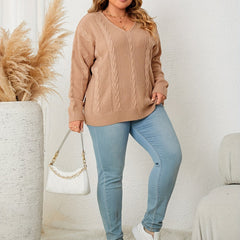 V-Neck Cable Knit Sweater