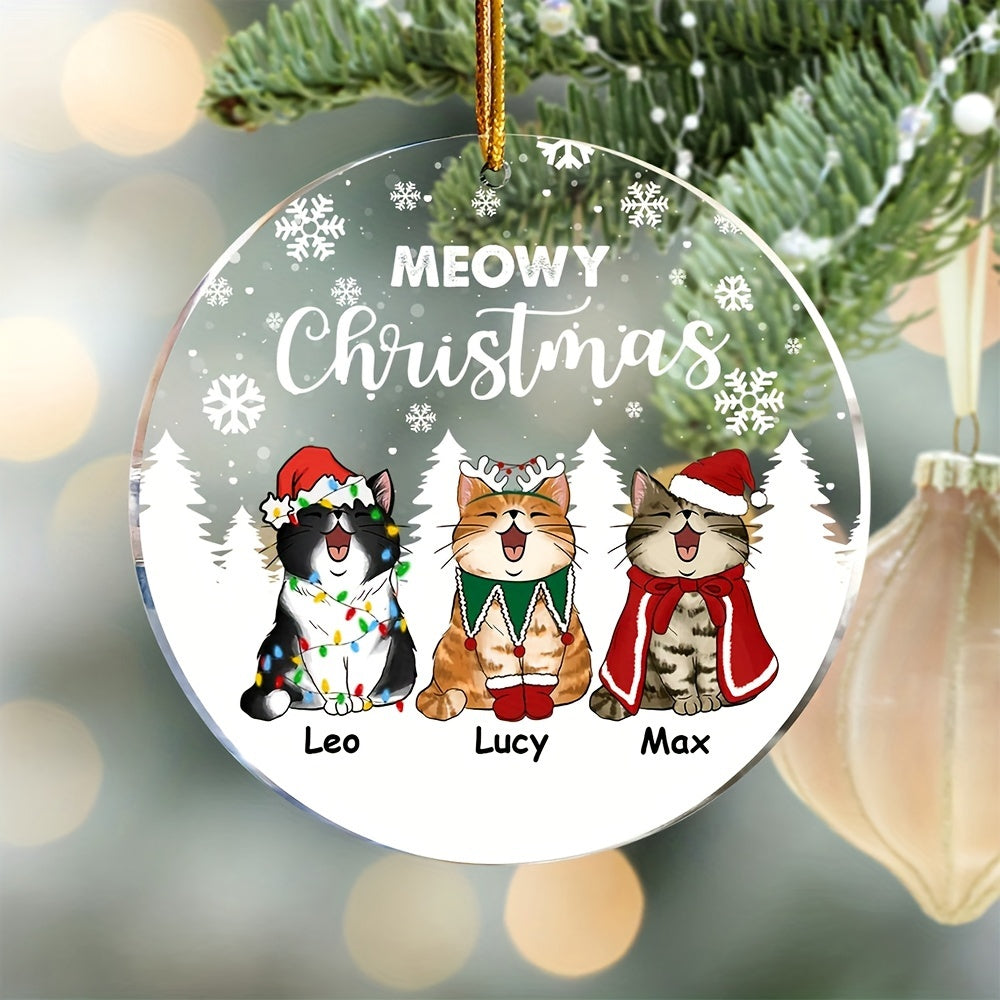 Acrylic Three Cats Christmas Tree Ornament Pendant