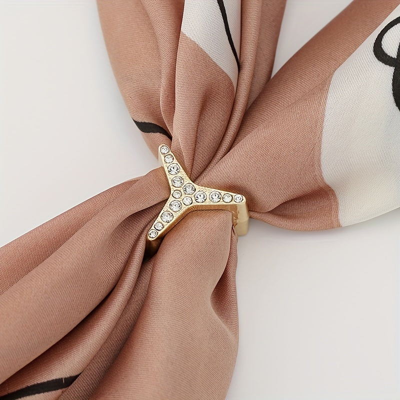 Scarf Ring Faux Pearl Rhinestone Decor Shawl Clip Hijab Buckle Women Accessories