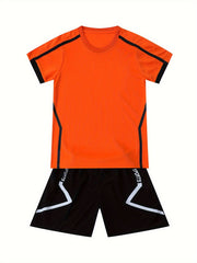 2pcs Kids Soccer Jersey Set Quick Dry Breathable for Running Gift