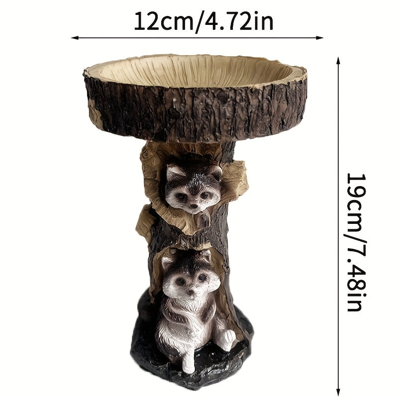 Raccoon Resin Bird Feeder Garden Ornament Decoration
