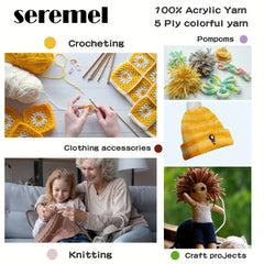 3pcs Colorful Acrylic Yarn 5 ply Soft Yarn For Crocheting And Knitting