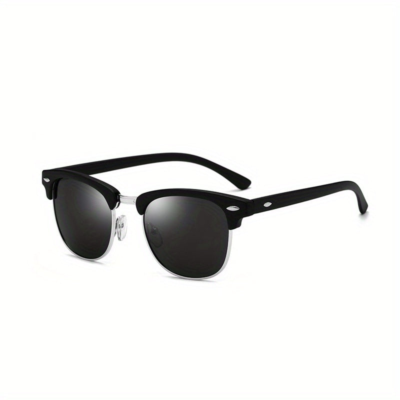 Men's Half Frame Sunglasses UV400 Retro Round Glasses