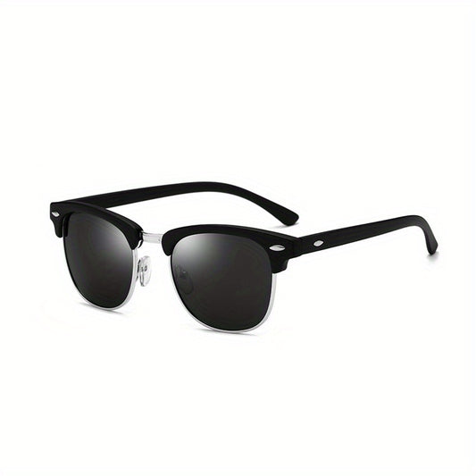 Men's Half Frame Sunglasses UV400 Retro Round Glasses