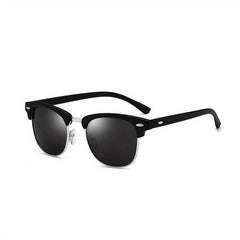 Men's Half Frame Sunglasses UV400 Retro Round Glasses