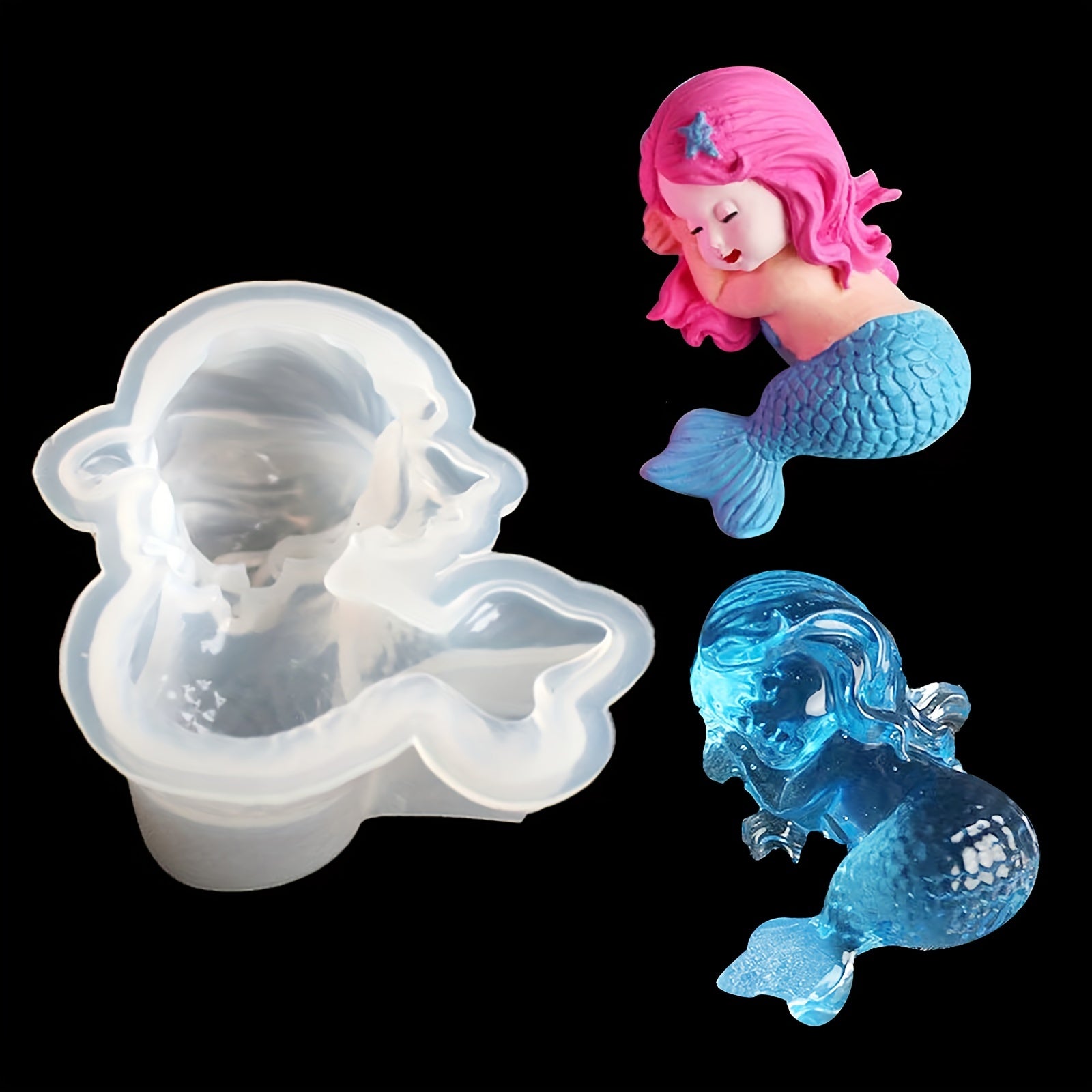 Mermaid Silicone Mold 3D Mermaid Princess Craft Art Resin Mold DIY Candle Molds