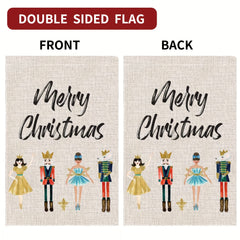 Merry Christmas Garden Flag 30x45 Double Sided Nutcracker Outdoor Decoration