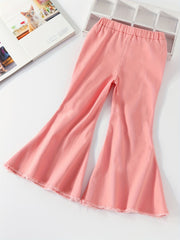Baby Girls Rose Red Ripped Flare Pants Stretch Jeans