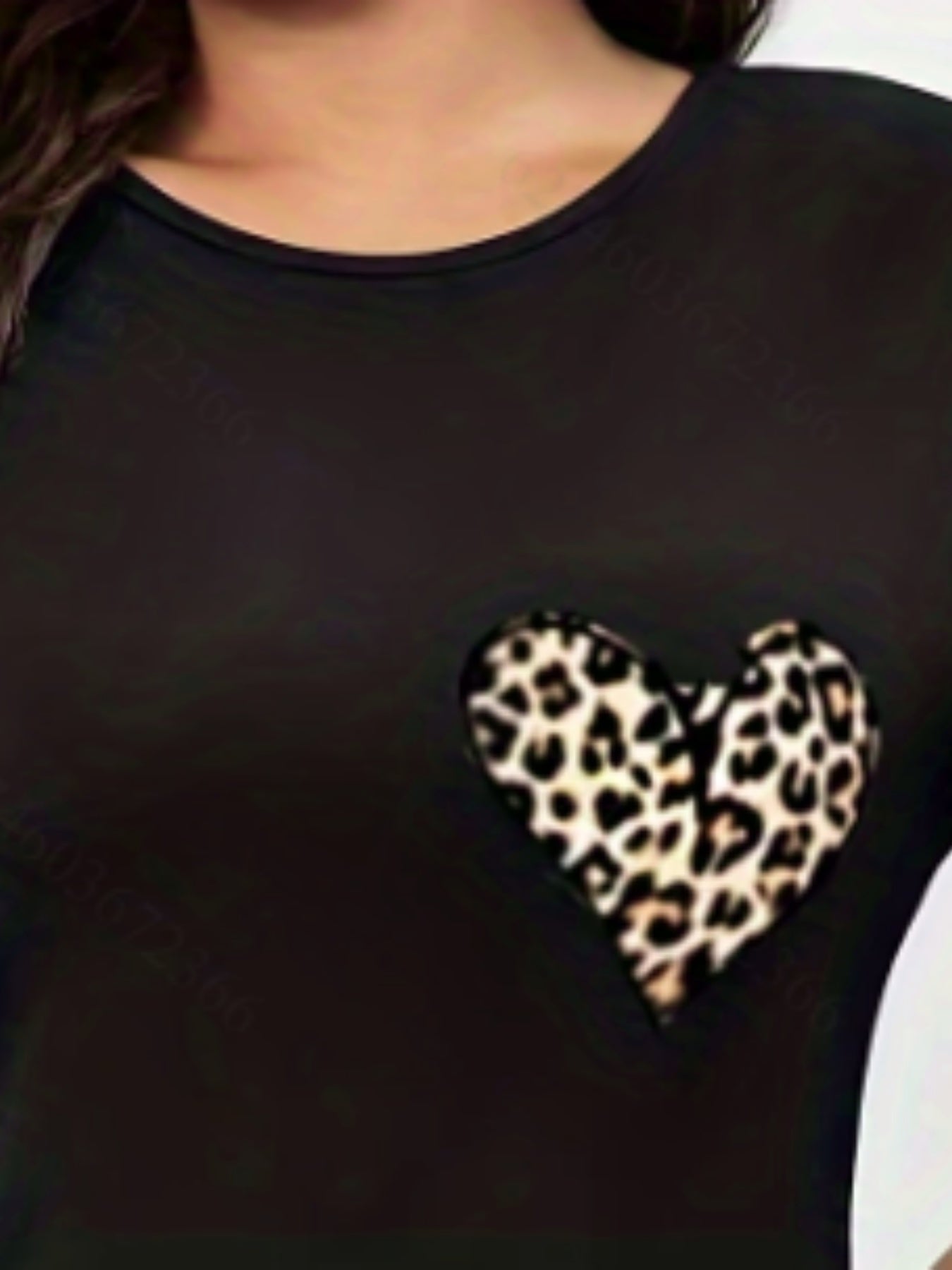 Leopard Heart Print Nightdress with Lace Trim