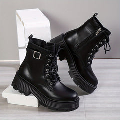 Women's Platform Ankle Boots Chunky Heeled Combat Boots