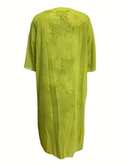 Solid Open Front Top & Floral Print Dress Set