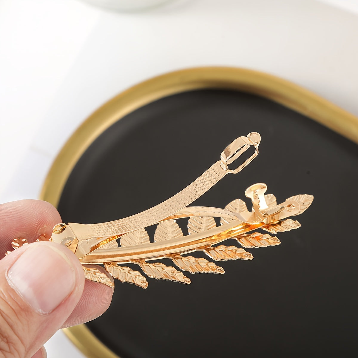 Golden Large Leaf Hair Clip for Women Girls