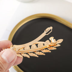 Golden Large Leaf Hair Clip for Women Girls