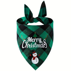 Christmas Plaid Pet Collar Dog Bandana Triangle Towel Scarf Bib