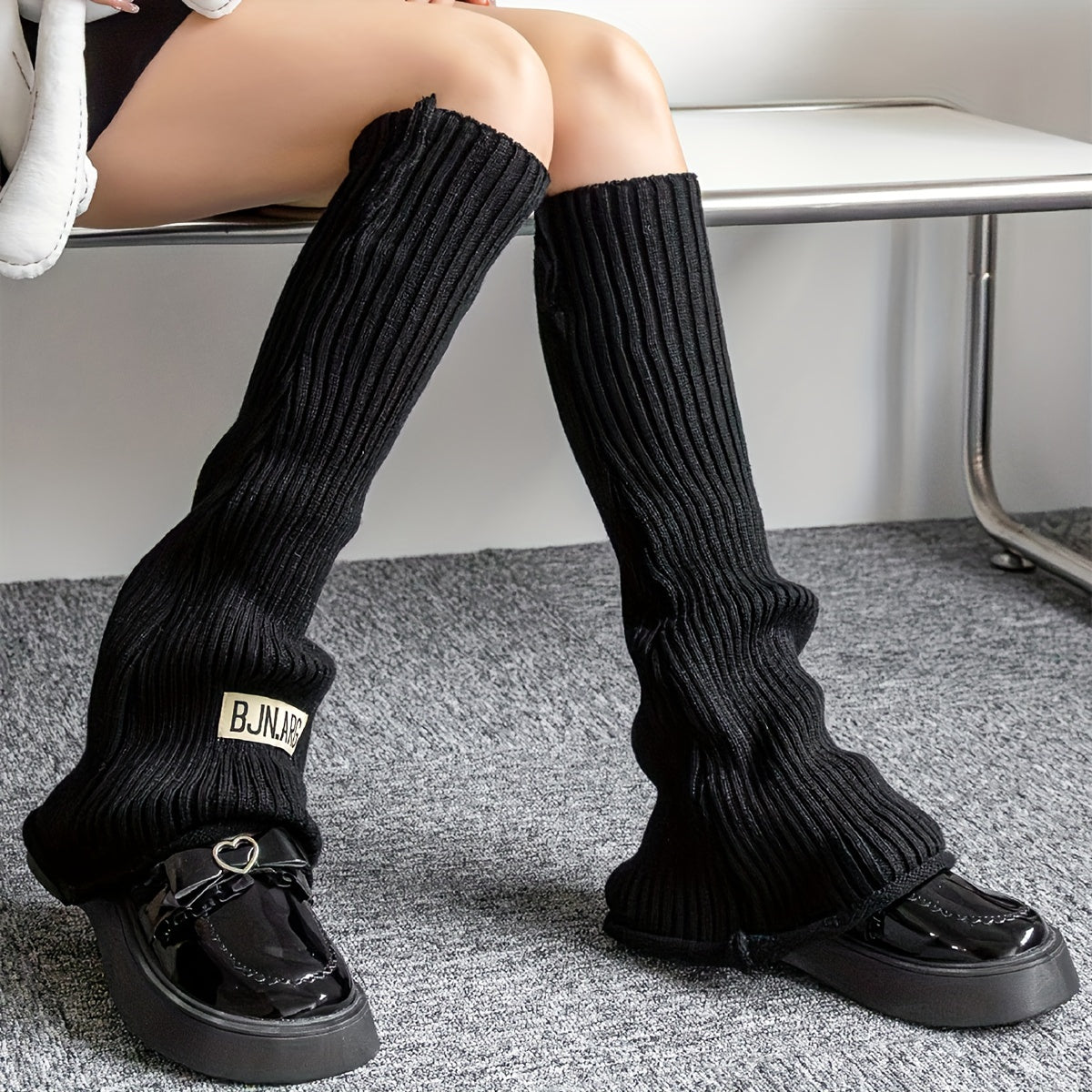 Rib Knit Leg Warmers Knee High Socks Women's Stockings