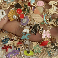 200pcs Mixed Drip Alloy Pendants Enamel Charms for DIY Necklace Jewelry