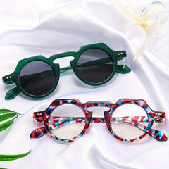 Men's Round Frame Sunglasses Retro All match Decorative PC Sunglasses