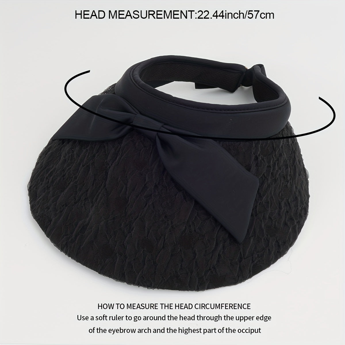 Bow Decor Embossed Visor Hat Wide Brim Lace Sun Hats Casual UV Protection