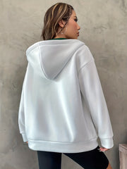Letter Print Zip Up Hoodie Casual Long Sleeve Hoodies Sweatshirt Women