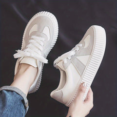 Women's Colorblock Skate Shoes Casual Lace Up Outdoor Shoes