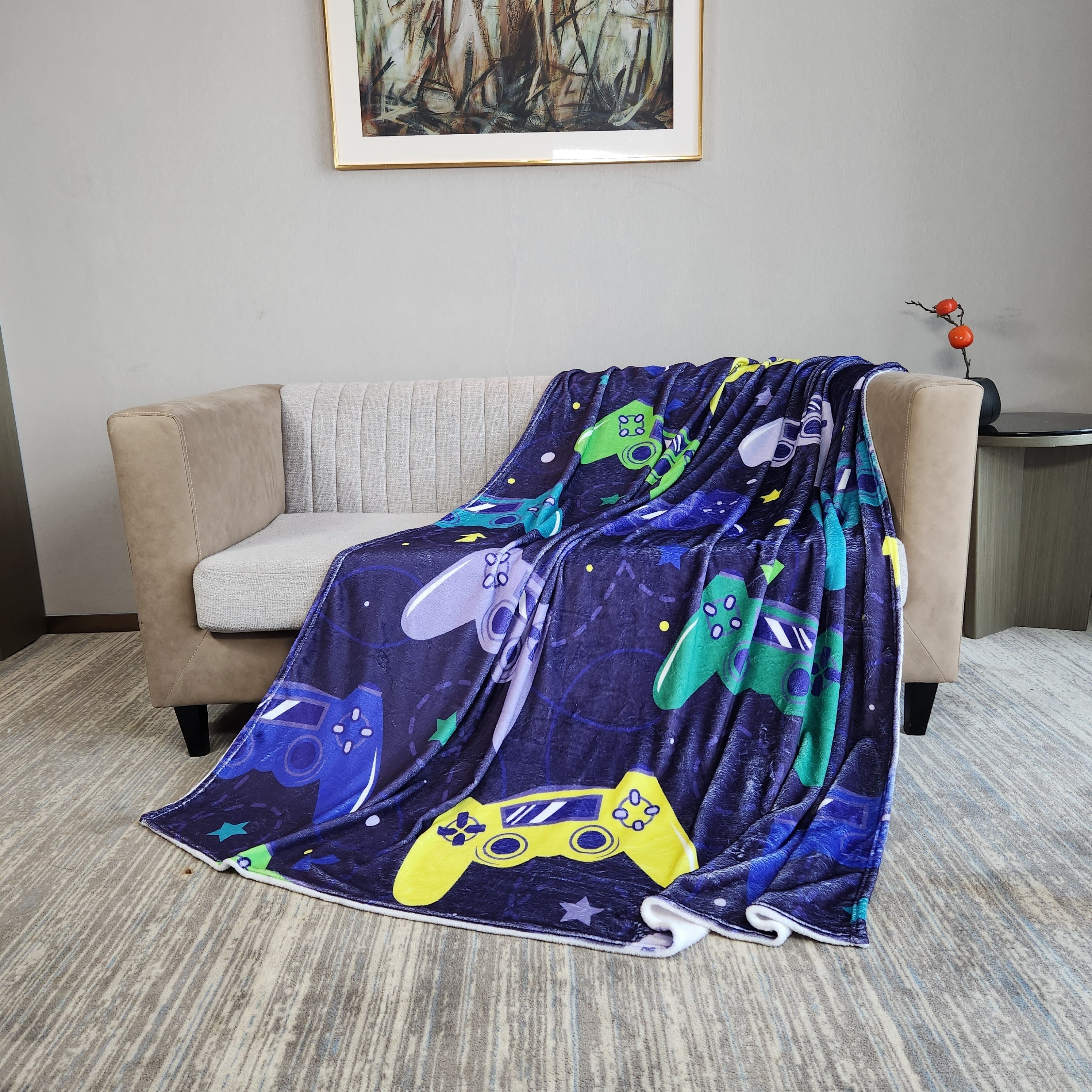 Classic Game Console Printed Blanket Cozy Flannel Blanket for Travel Camping