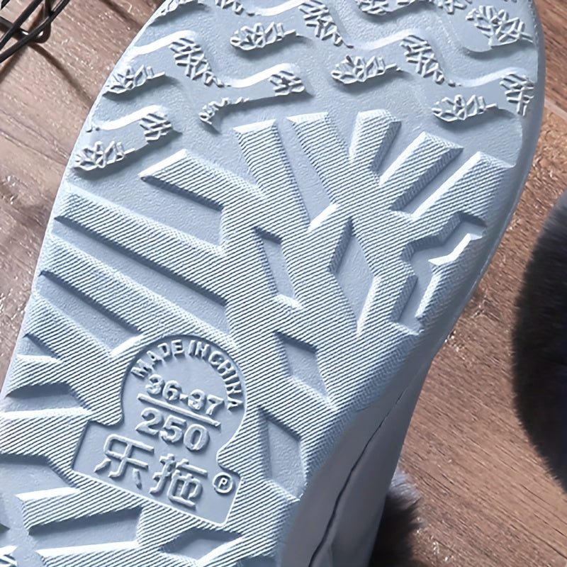 Women's Waterproof Plush Lined Slippers Warm Winter Home Shoes