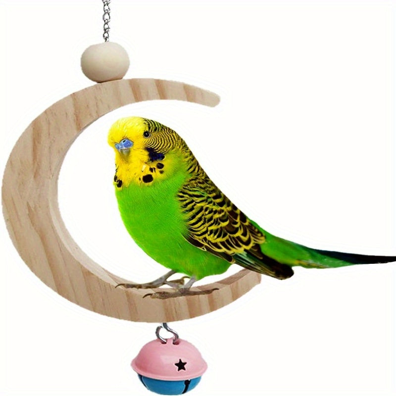 Bird Toy Parakeet Wood Swing Hanging Ring Chew Parrot Toys